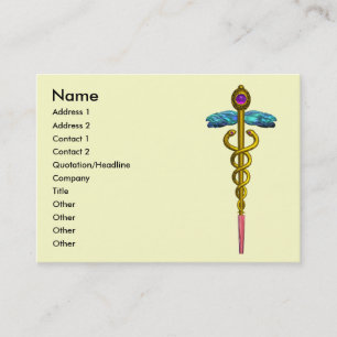 CADUCEUS, lebendiges Gold Amethyst Visitenkarte