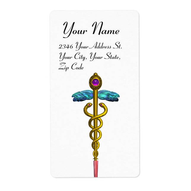 CADUCEUS, lebhafter Goldamethyst, weiß (Vorne)