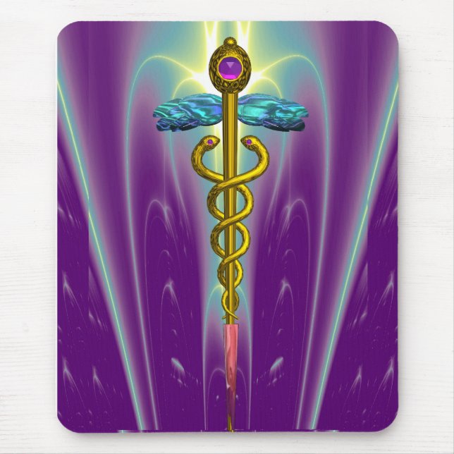 CADUCEUS , lebhafter Goldametist Mousepad (Vorne)