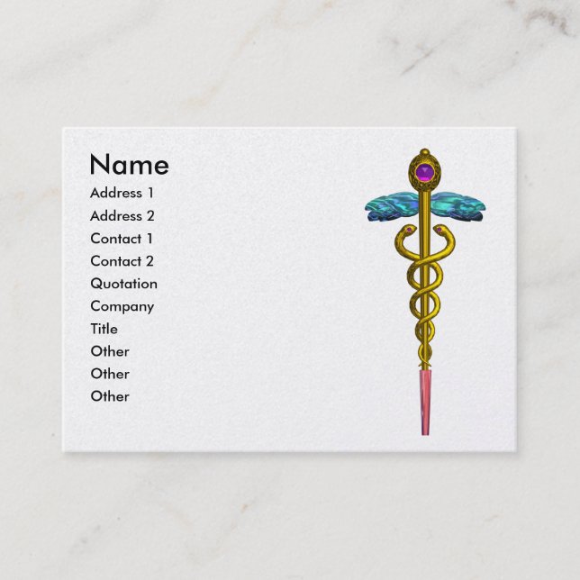 CADUCEUS, lebhaftes Perlpapier, Amethyst-Gold Visitenkarte (Vorderseite)