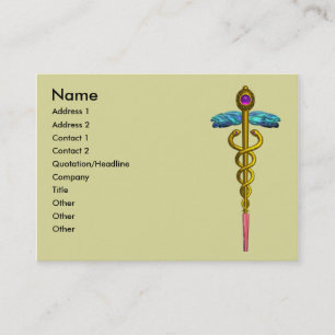 CADUCEUS, leuchtendes Gold Amethyst Visitenkarte