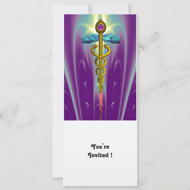 CADUCEUS lila Amethysekt Einladung (Vorderseite)