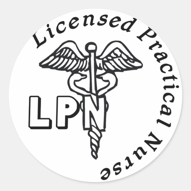 CADUCEUS LPN LOGO LIZENZIERTE PRAKTISCHE KRANKHEIT RUNDER AUFKLEBER (Vorderseite)