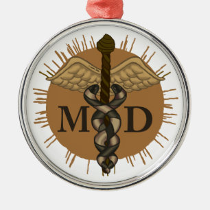 Caduceus M.D. Doktor Silbernes Ornament