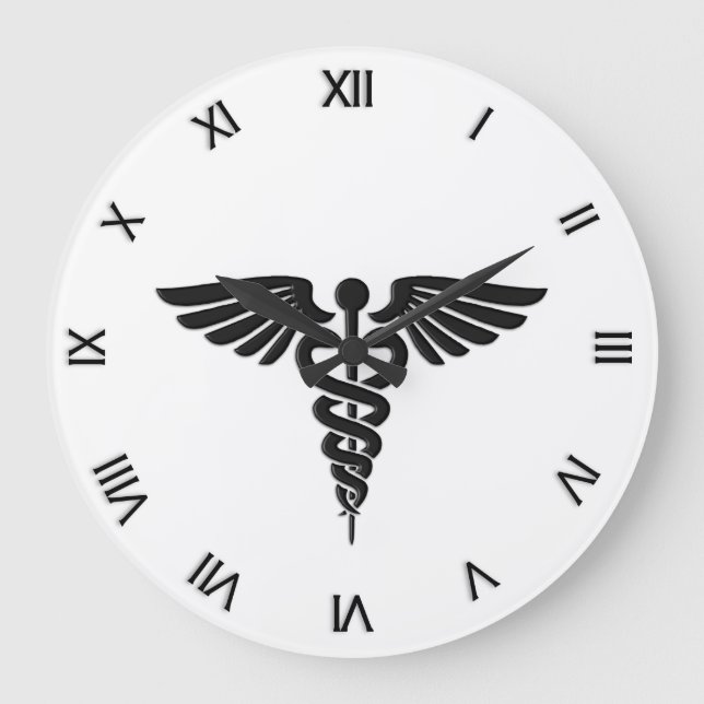 Caduceus Medical Insignia Große Wanduhr (Vorderseite)