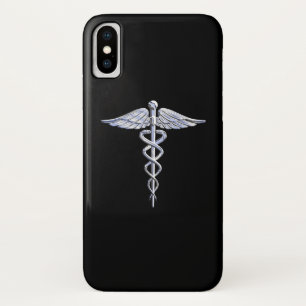 Caduceus Medical Symbol auf schwarz Case-Mate iPhone Hülle