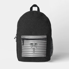 Caduceus Medical Symbol Black & Silver Bedruckter Rucksack