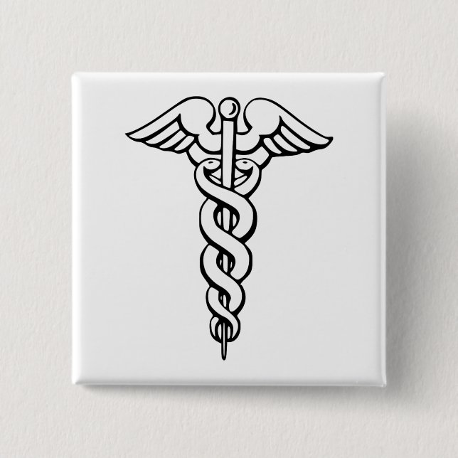 Caduceus Medical Symbol Button (Vorderseite)