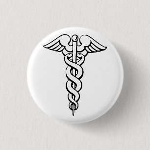 Caduceus Medical Symbol Button