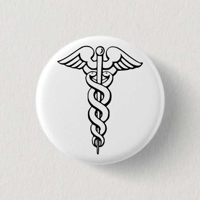 Caduceus Medical Symbol Button (Vorderseite)