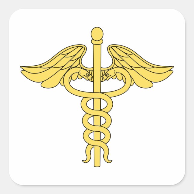 Caduceus Medical Symbol Quadratischer Aufkleber (Vorderseite)
