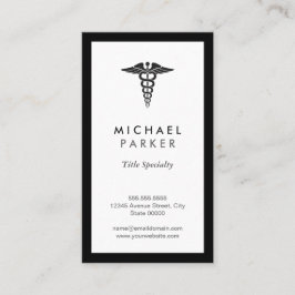 Caduceus Medical Symbol - Retro Black and White Visitenkarte