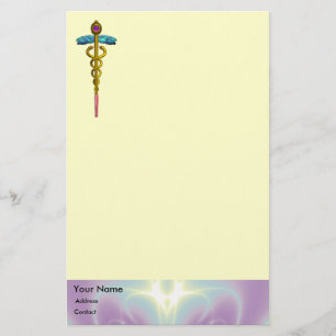 CADUCEUS Medizin ,Creme Lila Blau Briefpapier