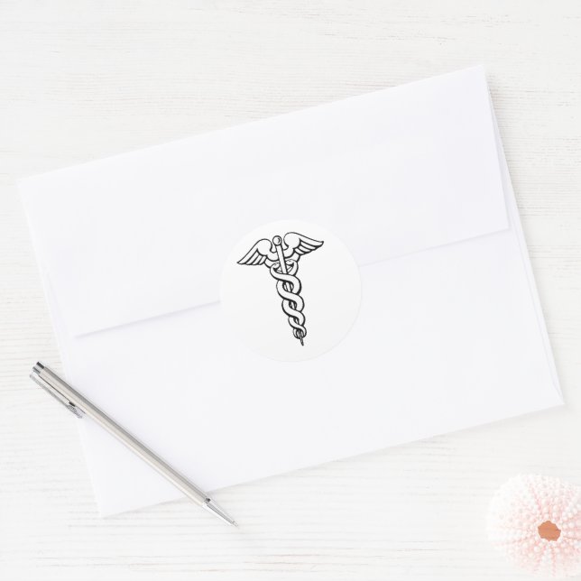 Caduceus Medizinisches Symbol Runder Aufkleber (Umschlag)