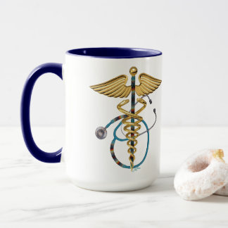 Caduceus mit Beaded Stethoscope Blau und Weiß Tasse