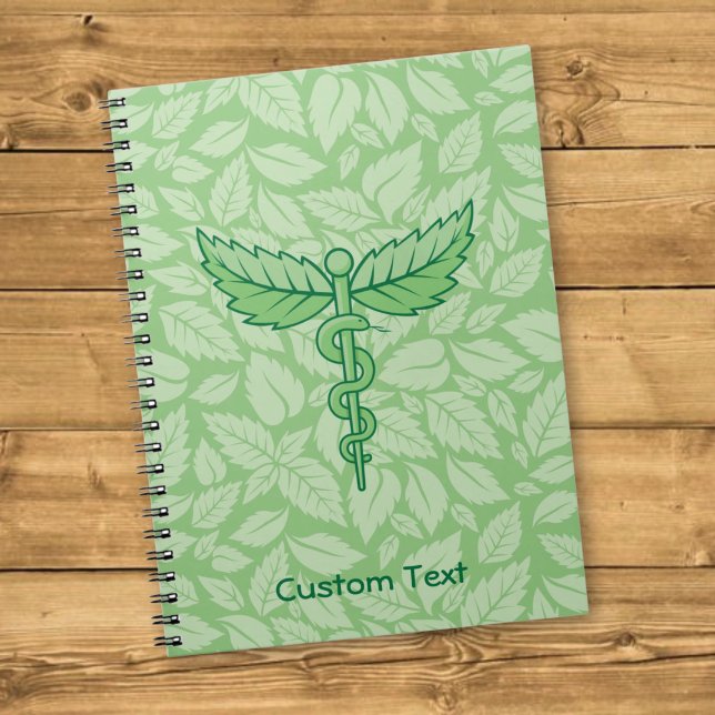Caduceus mit Blätter Background Notebook Notizblock (Von Creator hochgeladen)