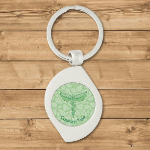 Caduceus mit Blätter Background Schlüsselanhänger