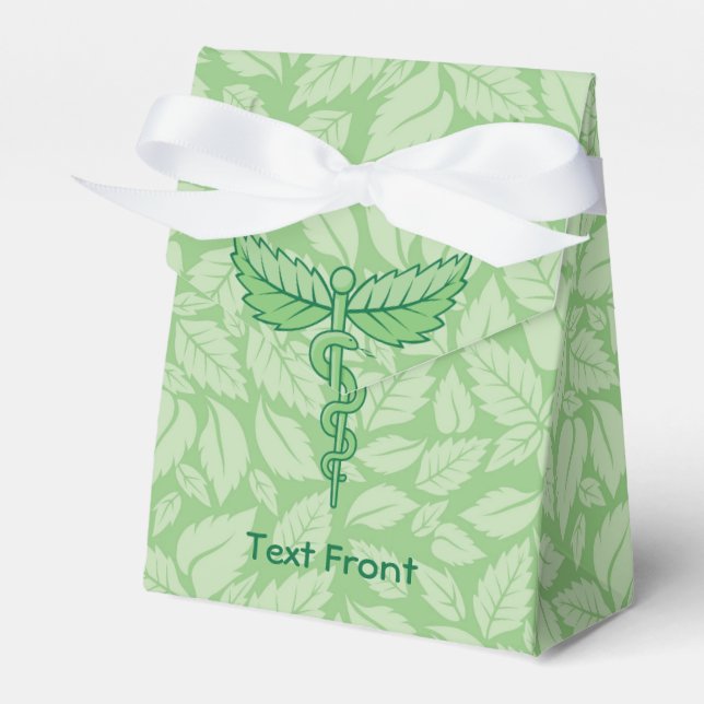 Caduceus mit Blätter Hintergrund Gefälligkeitsbox Geschenkschachtel (Vorderseite)