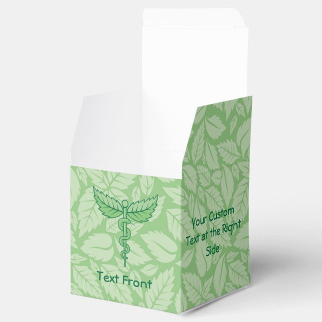 Caduceus mit Blätter Hintergrund Gefälligkeitsbox Geschenkschachtel (Geöffnet)