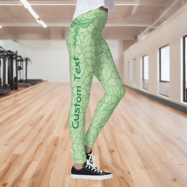 Caduceus mit Blätter Hintergrund Leggings (Von Creator hochgeladen)