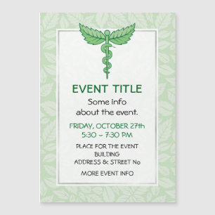 Caduceus mit Blätter Hintergrund Magnetkarte