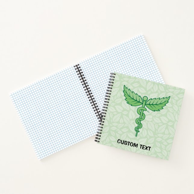 Caduceus mit Blätter Hintergrund Notizbuch (Innenseite)