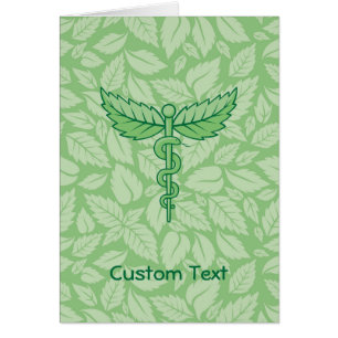 Caduceus mit Blätter Hintergrund Postkarte