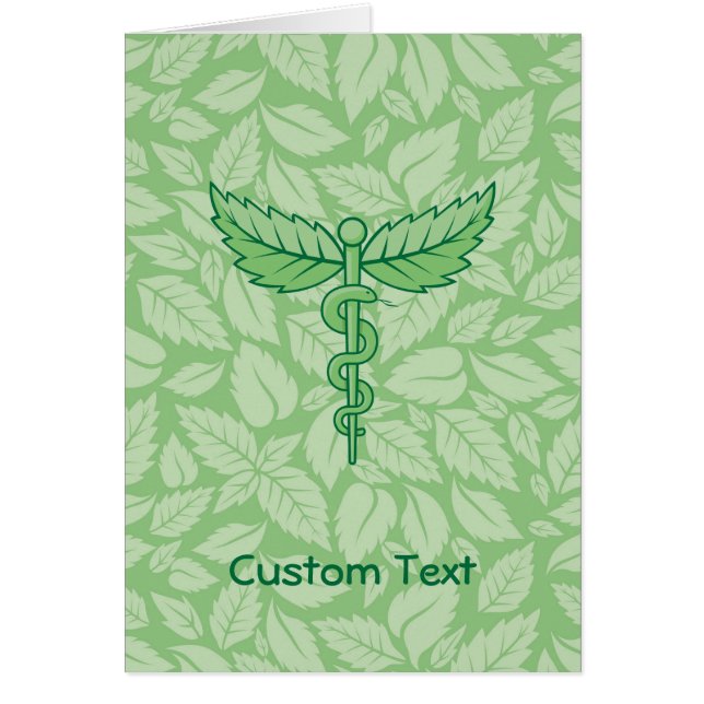 Caduceus mit Blätter Hintergrund Postkarte (Vorne)