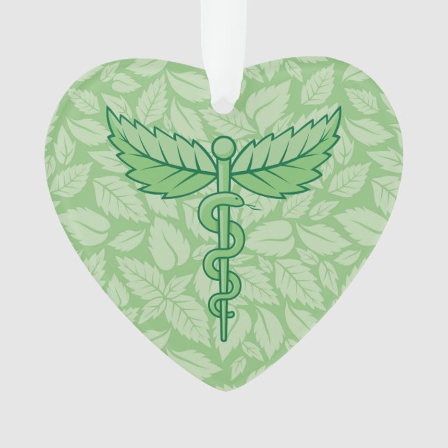 Caduceus mit Blätter Hintergrundverzierung Ornament (Vorderseite)