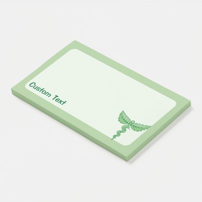 Caduceus mit Blätter Post-it Klebezettel (angewinkelt)