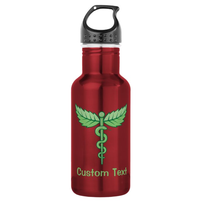 Caduceus mit Blättern Edelstahlflasche (Vorderseite)