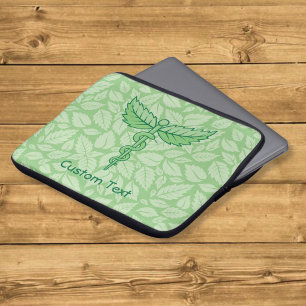 Caduceus mit Blättern Hintergrund Laptop-Hülle Laptopschutzhülle