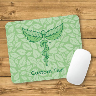 Caduceus mit Blättern Hintergrund-Mauspad Mousepad