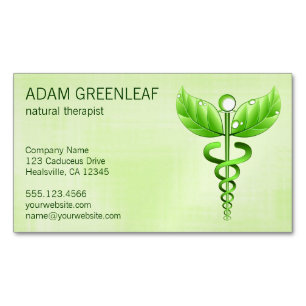 Caduceus Natural Therapy Business Card Magnet