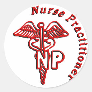 CADUCEUS-NP-LOGO-KRANKENSCHWESTER-PRAKTIKER RUNDER AUFKLEBER