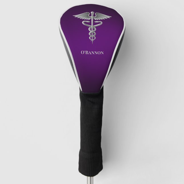 Caduceus on Purple personalized Golf Headcover (Vorderseite)