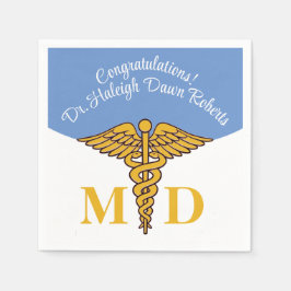 Caduceus Pale Blue Medical School Abschluss Serviette