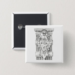 CADUCEUS Quadratischer Anstecker Button