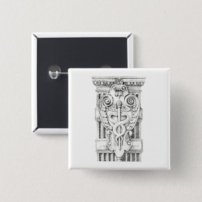 CADUCEUS Quadratischer Anstecker Button (Vorne & Hinten)