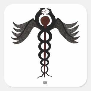 Caduceus Quadratischer Aufkleber