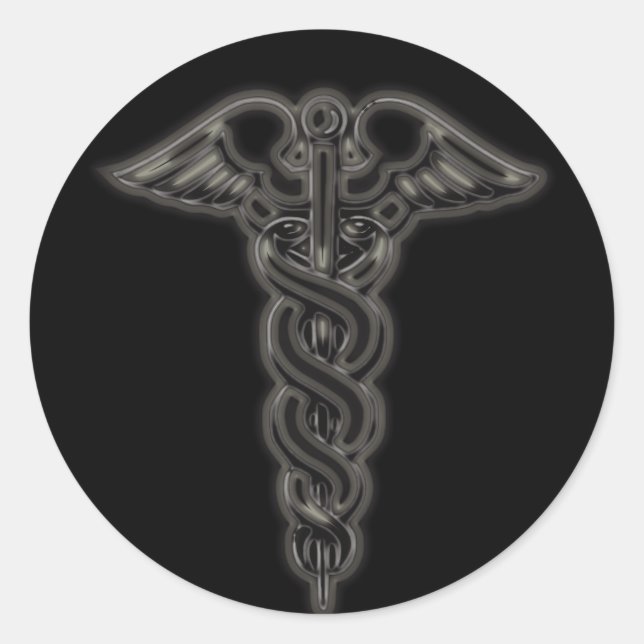 Caduceus Runder Aufkleber (Vorderseite)