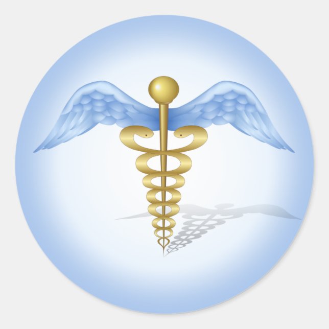 Caduceus Runder Aufkleber (Vorderseite)