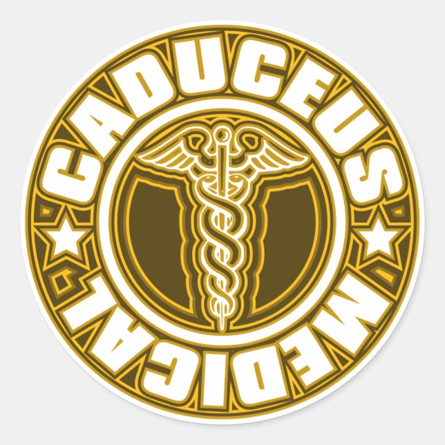 Caduceus Runder Aufkleber (Vorderseite)