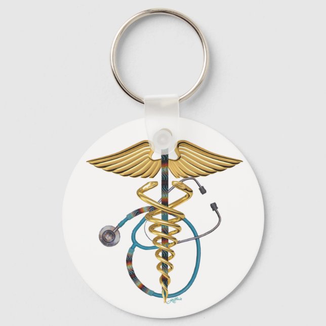 Caduceus & Stethoscope Schlüsselanhänger (Vorderseite)