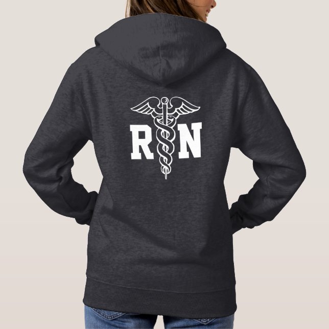 Caduceus-Symbol RN-Krankenschwester Pullover-Hoodi Hoodie (Rückseite)