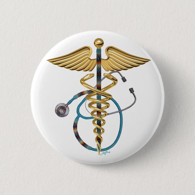 Caduceus u. Stethoskop Button (Vorderseite)