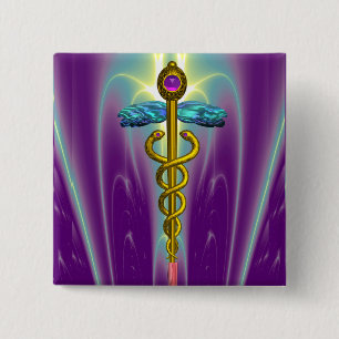 CADUCEUS, vibrierender Goldamethyst Button