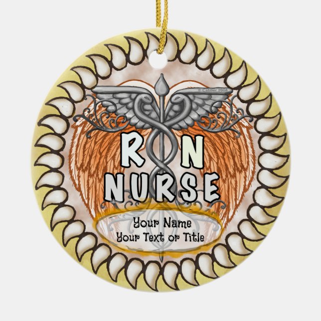 Caduceus wings rn nurse keramik ornament (Vorne)
