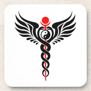 Caduceus - Yin Yang - Winged Serpent - Hermetic Untersetzer