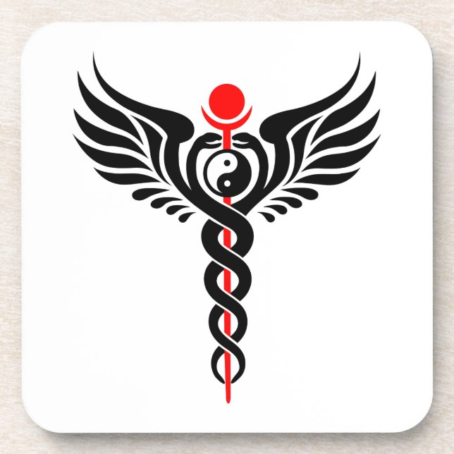 Caduceus - Yin Yang - Winged Serpent - Hermetic Untersetzer (Vorderseite)